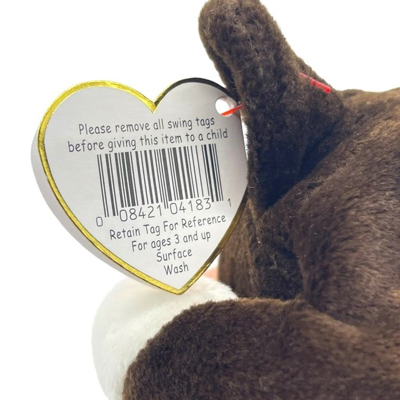 Ty Beanie Babies Baby1997 BRUNO Chocolate Brown Bull Terrier Dog Tush Tag Stamp - Picture 10 of 10